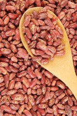 Red haricot beans with wooden spoon