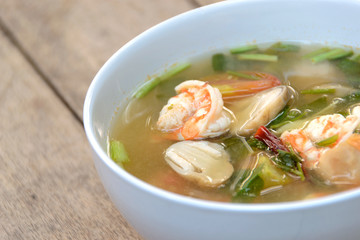 tom Yum Goong soup with shrimp ,favorite Thai food