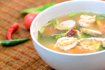 tom Yum Goong soup with shrimp ,favorite Thai food