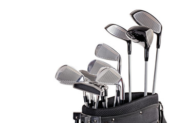 golf clubs in bag up close - obrazy, fototapety, plakaty