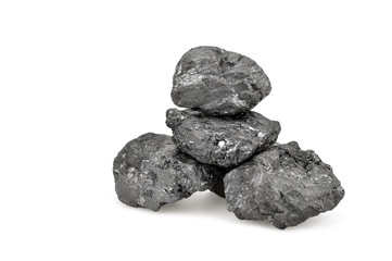 Small pile of coal isolated on white