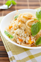 rice cooked with pumpkin and onions