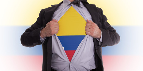 Business man with Colombian flag t-shirt