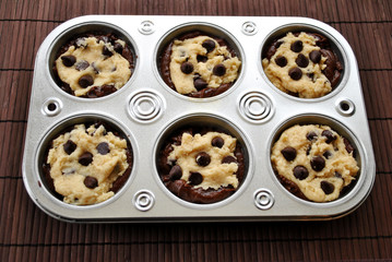 Raw Chocolate Chip Cookie Muffins Ready to Bake