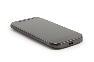 mobile smartphone with blank screen. Isolated on white