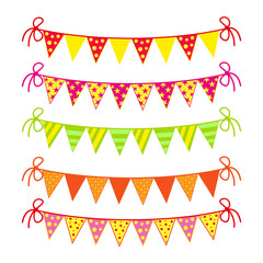 set festive colored flags