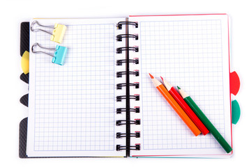 Office notebook. Back to school concept. Post it note.