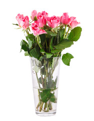 Bouquet of pink roses in vase