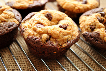 Cooling Chocolate Chip Cookie Dough Muffins