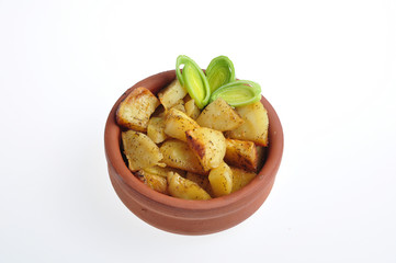potatoes and leeks in a bowl