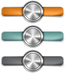 Abstract empty metallic web element with colored leather straps