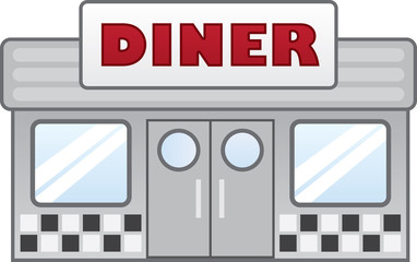 Isolated diner restaurant with large sign