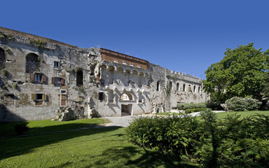Naklejka premium North wall of Diocletian palace with Golden Gate, Split, Croatia