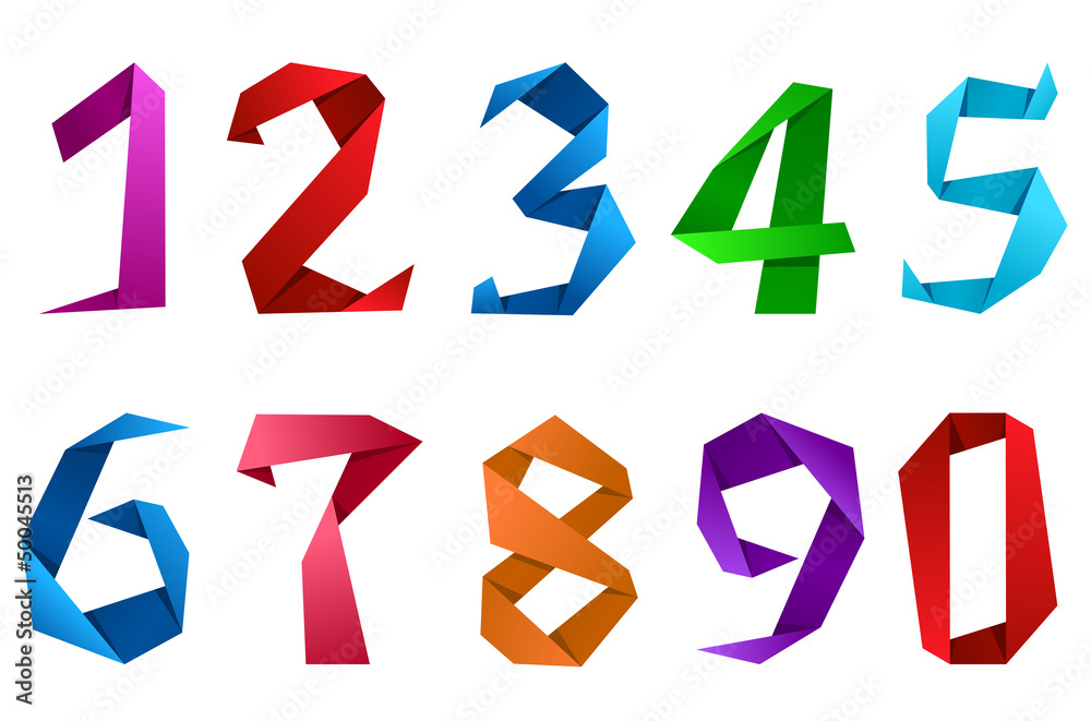 Poster Digits and numbers in origami style