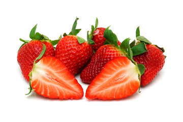 Strawberries with leaves