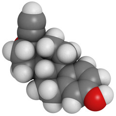 Ethinyl estradiol (EE) anticonceptive hormone, molecular model