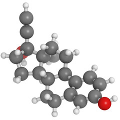 Ethinyl estradiol (EE) anticonceptive hormone, molecular model
