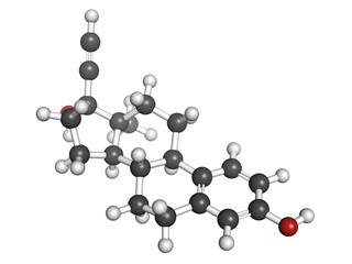 Ethinyl estradiol (EE) anticonceptive hormone, molecular model