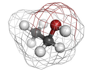 Ethanol (alcohol) molecule, chemical structure