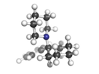 phencyclidine (PCP, angel dust) recreational drug, molecular mod