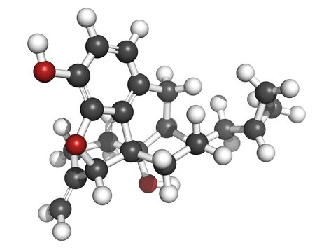 Nalmefene alcoholism treatment drug, molecular model.