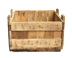 Old wooden box isolated on white background