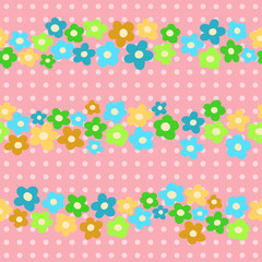 Seamless pattern with cheerful flowers