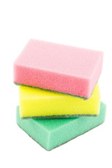 sponges for doing dishes on a white background, is isolated
