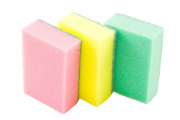 sponges for doing dishes on a white background, is isolated