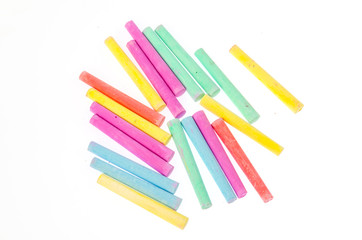 chalks in a variety of colors arranged