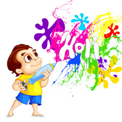 vector illustration of kids playing Holi festival