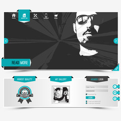 website template for personal profile, contains textured labels - 50051522