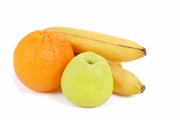 fresh diet fruit, apple, orange and banana