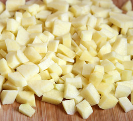 A heap of raw cut potatoes