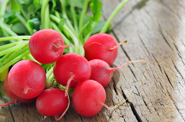 garden radish isolated on old wooden