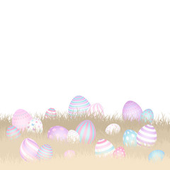 Easter Card Meadow 20 Easter Eggs Retro Sky