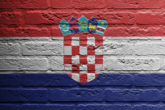 Brick wall with a painting of a flag, Croatia