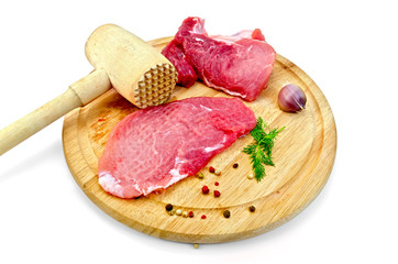 Meat repulsed with wooden mallet