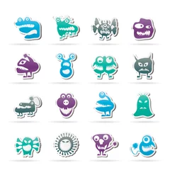 Stickers pour porte Créatures Divers monstres abstraits illustration - vector icon set