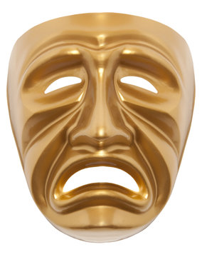 Tragedy theatrical mask isolated