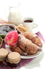 Light tasty breakfast, isolated on white.