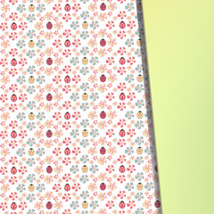 Background with flowers and ladybugs