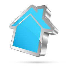 House Icon 3D Light Blue/Silver