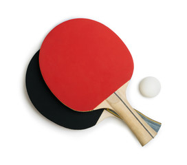 Tennis rackets for ping pong white isolated