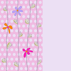 cute background with flowers and polka dots