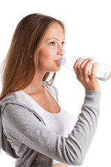 woman in sports clothes isolated on white