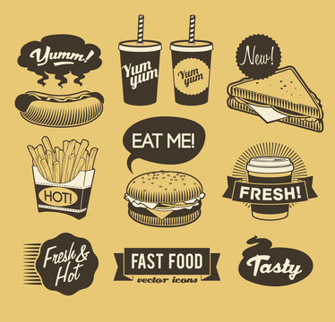 Fast food retro emblem