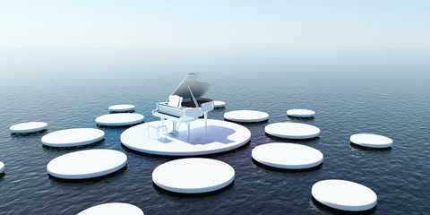 Fototapeta premium Piano, Wasser, Musik, Klang, Flügel,