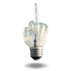 Middle finger light bulb