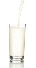 Fresh milk pouring into a glass